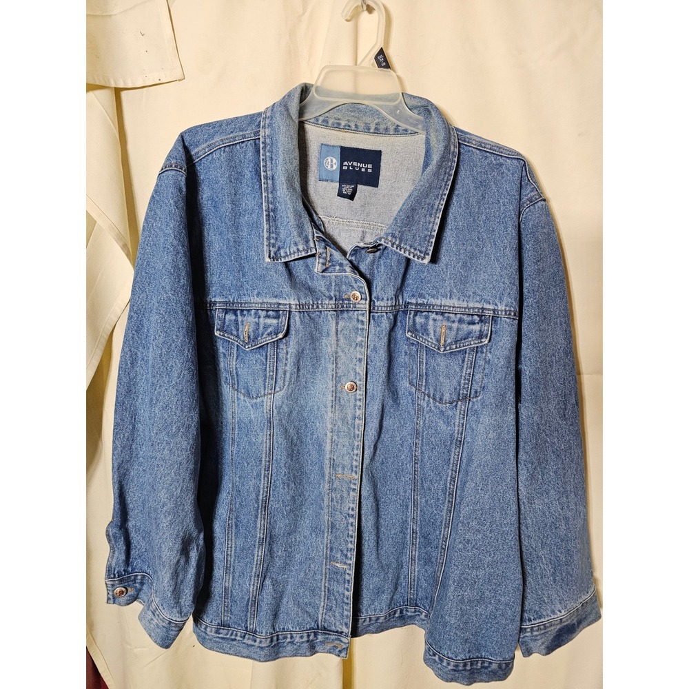 Avenue Blues Denim Trucker Jacket Womens 30/32 Blue Cotton Jean Jacket Throwback